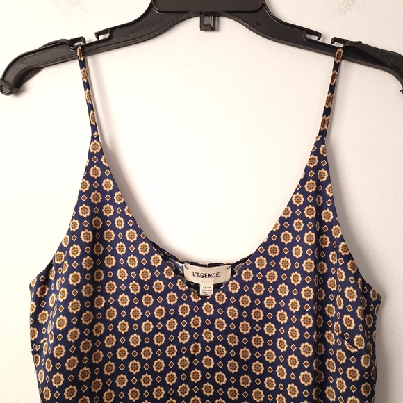 L'AGENCE Gabriella Tank Camisole Spaghetti Silk Medieval Blue Bisque XS - Picture 3 of 13